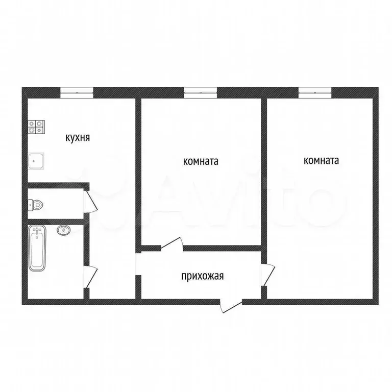 2-к. квартира, 43,8 м, 1/5 эт. - Фото 0