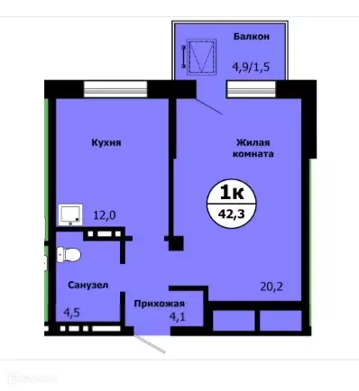 Продаётся 1-к квартира, 41.6 м - Фото 1