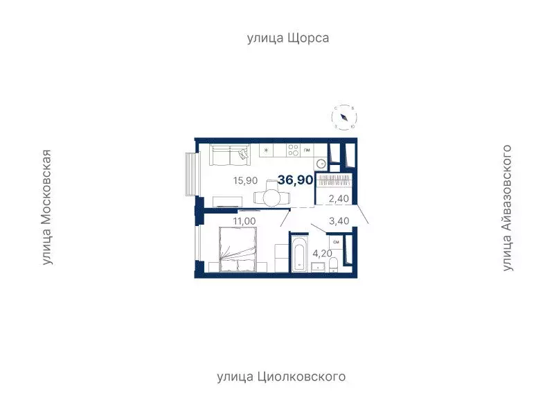 1-комнатная квартира: Екатеринбург, Московская улица, 249/2 (36.9 м) - Фото 0