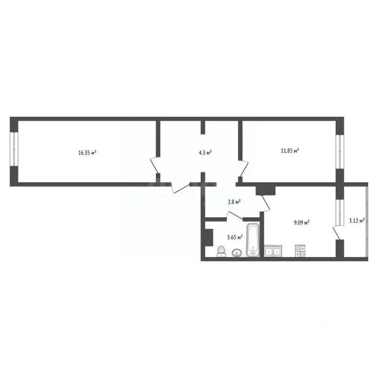 2-к кв. Саха (Якутия), Якутск 203-й мкр, 21 (52.8 м) - Фото 2