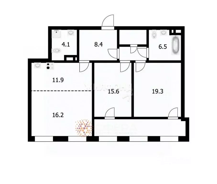 3-к кв. Новосибирская область, Новосибирск Московская ул., 77 (88.0 м) - Фото 1