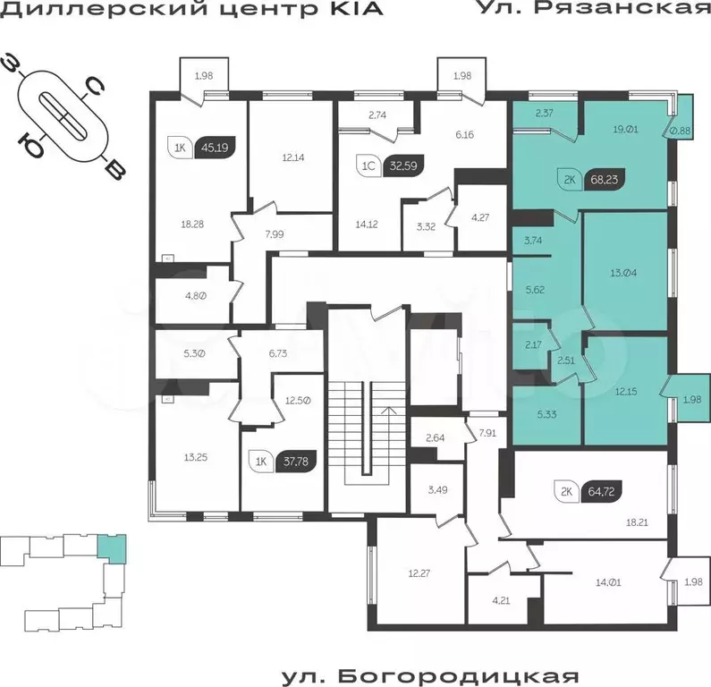 2-к. квартира, 68,2 м, 2/4 эт. - Фото 1