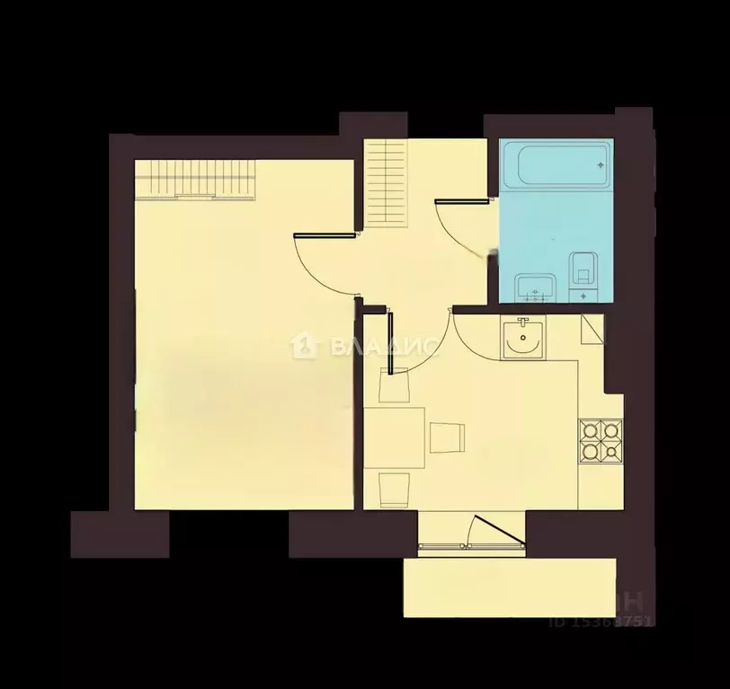 1-к кв. Калининградская область, Калининград ул. Понартская, 9А (31.0 ... - Фото 1