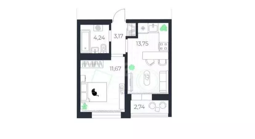 1-комнатная квартира: посёлок Петровский, Шоссейный проезд, 25к2 (34.2 ... - Фото 1