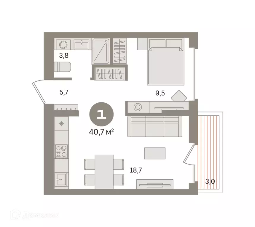 Продаётся 1-к квартира, 40.73 м - Фото 0