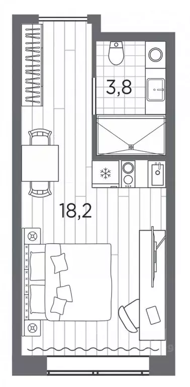 Студия Санкт-Петербург просп. Стачек, 62Е (22.0 м) - Фото 0