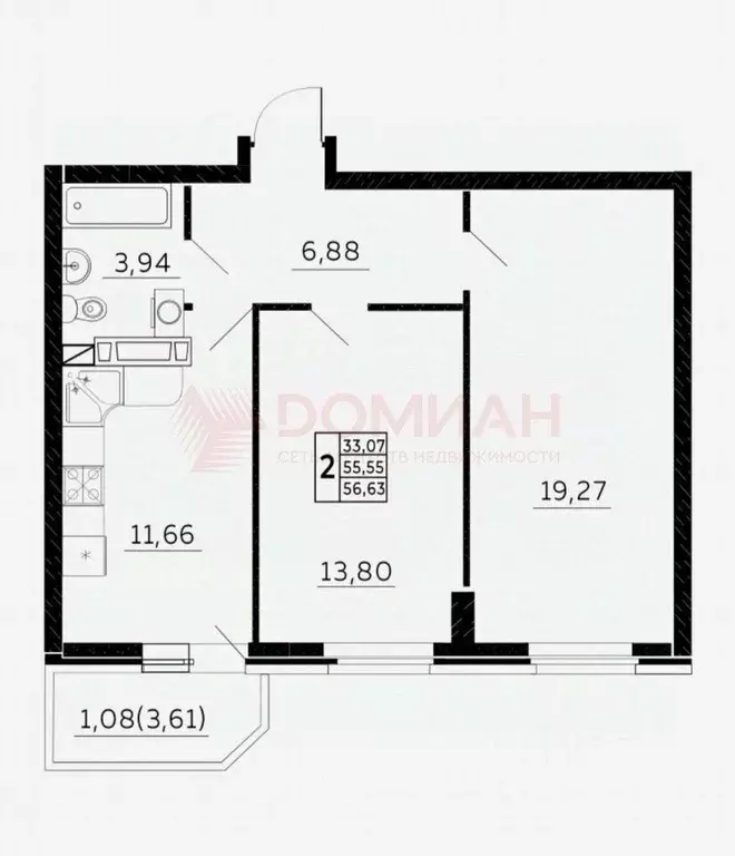 2-к кв. Ростовская область, Ростов-на-Дону Берберовка мкр, ул. ... - Фото 1