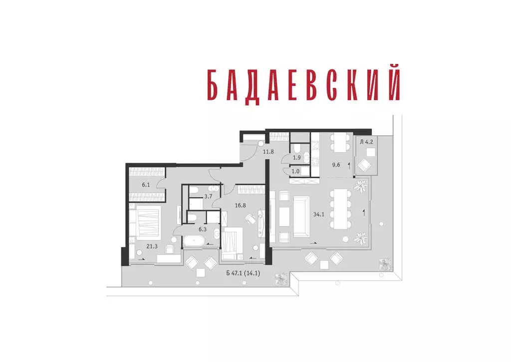 3-комнатная квартира: Москва, Кутузовский проспект, 12/1 (128.8 м) - Фото 2