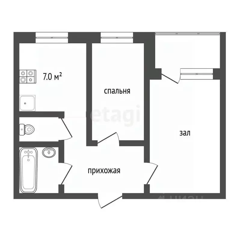 2-к кв. Ямало-Ненецкий АО, Муравленко Комсомольская ул., 2 (48.1 м) - Фото 2