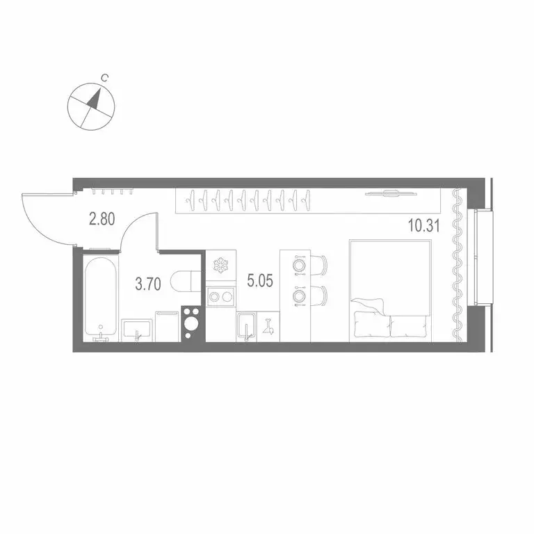 1-комнатная квартира: Санкт-Петербург, Матисов остров (21.86 м) - Фото 1