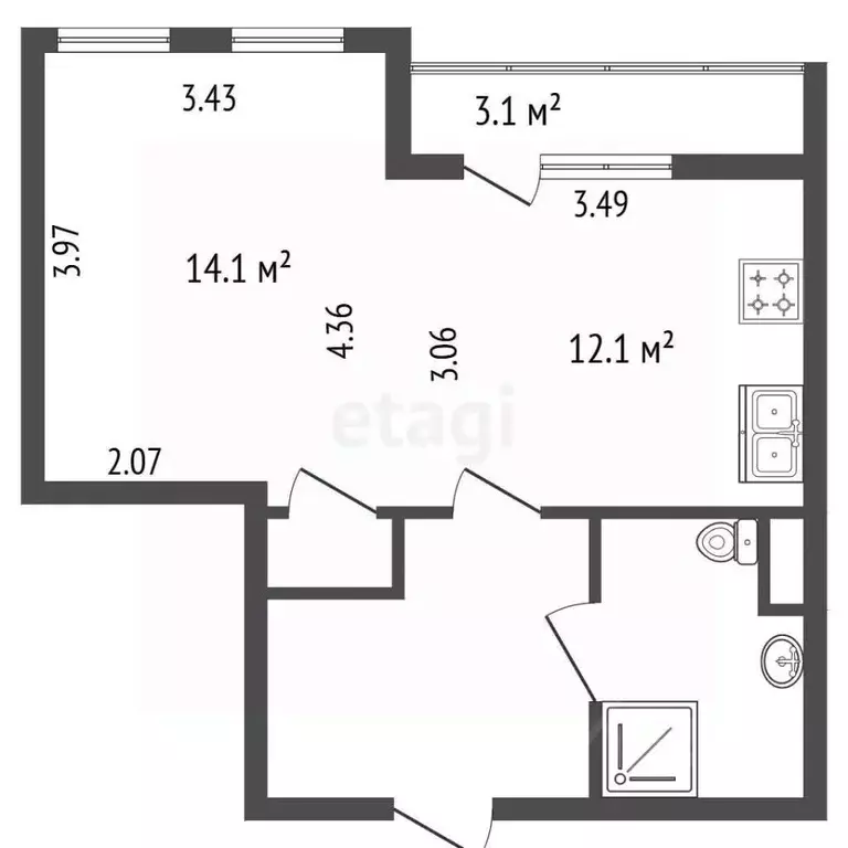 Студия Санкт-Петербург Полтавский проезд, 2 (40.0 м) - Фото 2