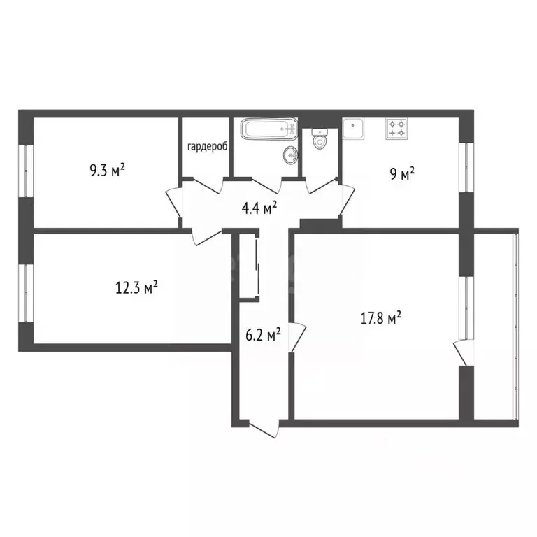 3-к кв. Красноярский край, Красноярск ул. Партизана Железняка, 50 ... - Фото 2