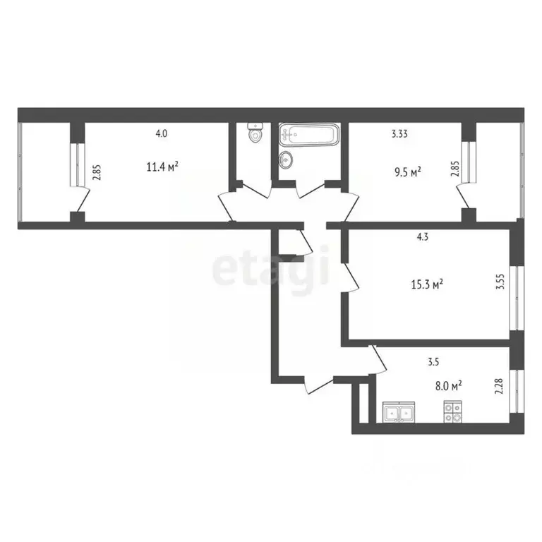 3-к кв. Ямало-Ненецкий АО, Ноябрьск просп. Мира, 38 (60.0 м) - Фото 2