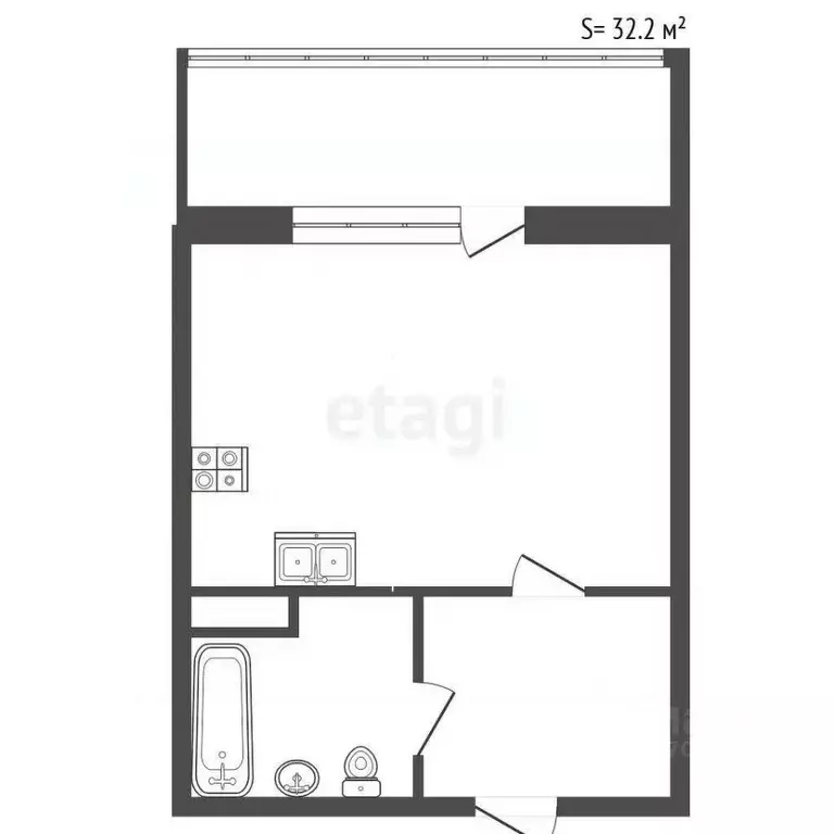 Студия Санкт-Петербург ул. Парфеновская, 17 (32.2 м) - Фото 1