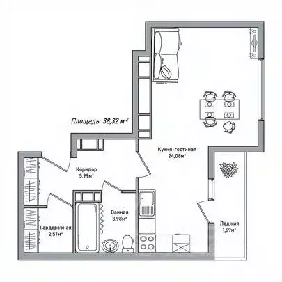 Студия Ярославская область, Ярославль ул. Дядьковская, 48 (38.32 м) - Фото 1