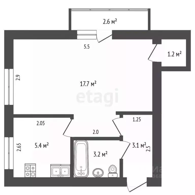 1-к кв. Хабаровский край, Комсомольск-на-Амуре пос. Менделеева, ул. ... - Фото 2