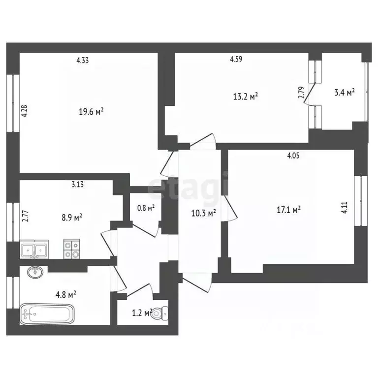 3-к кв. Севастополь ул. Льва Толстого, 15 (77.6 м) - Фото 2