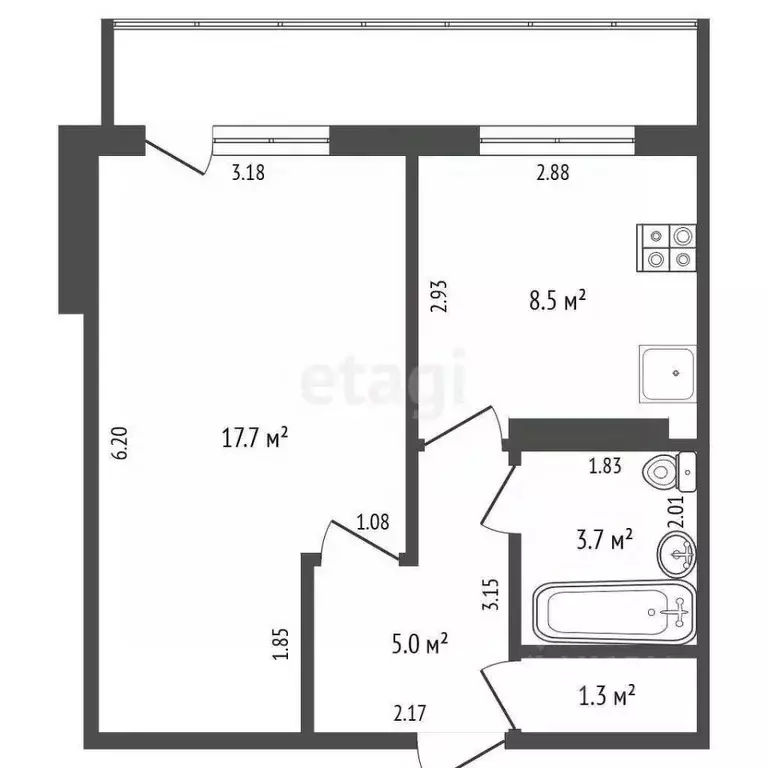 1-к кв. Башкортостан, Стерлитамак ул. 7 Ноября, 101 (37.5 м) - Фото 2