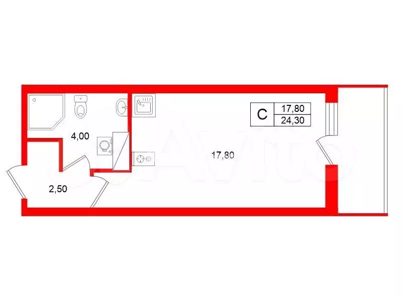 Квартира-студия, 24,3 м, 10/25 эт. - Фото 0
