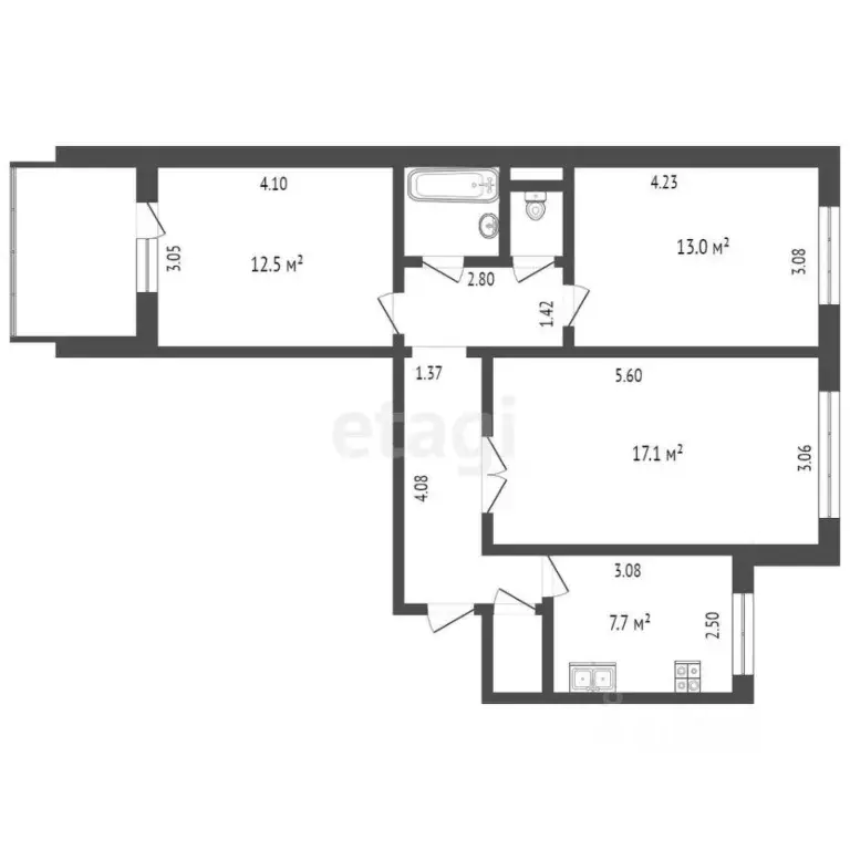 3-к кв. Тюменская область, Тюмень Народная ул., 8 (65.5 м) - Фото 1