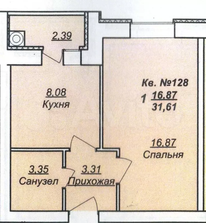 1-к. квартира, 31,6 м, 1/10 эт. - Фото 1