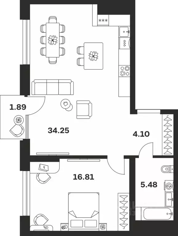 1-к кв. Тульская область, Тула ул. Болотникова, 4 (62.53 м) - Фото 1