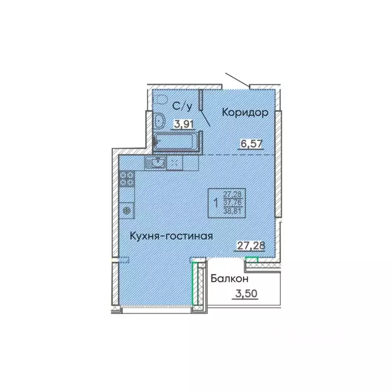 Студия Бурятия, Улан-Удэ Энергетик мкр,  (38.81 м) - Фото 0