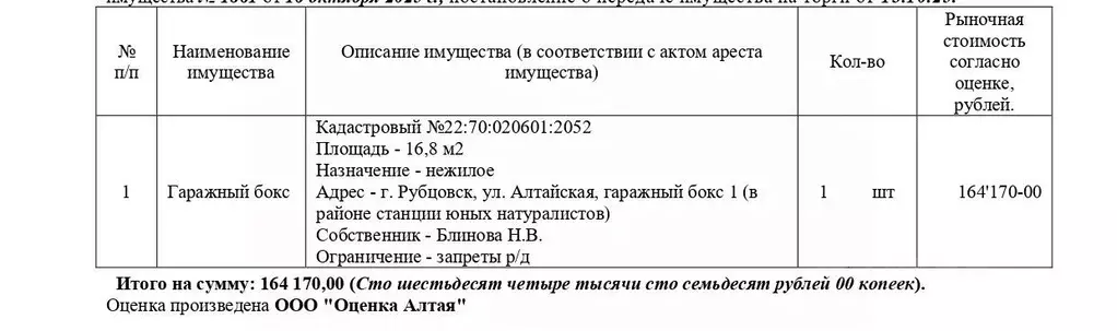 Гараж в Алтайский край, Рубцовск Алтайская ул., 1 (17 м) - Фото 1