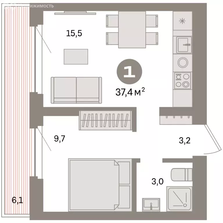 1-комнатная квартира: Екатеринбург, жилой район Сортировочный, ... - Фото 2