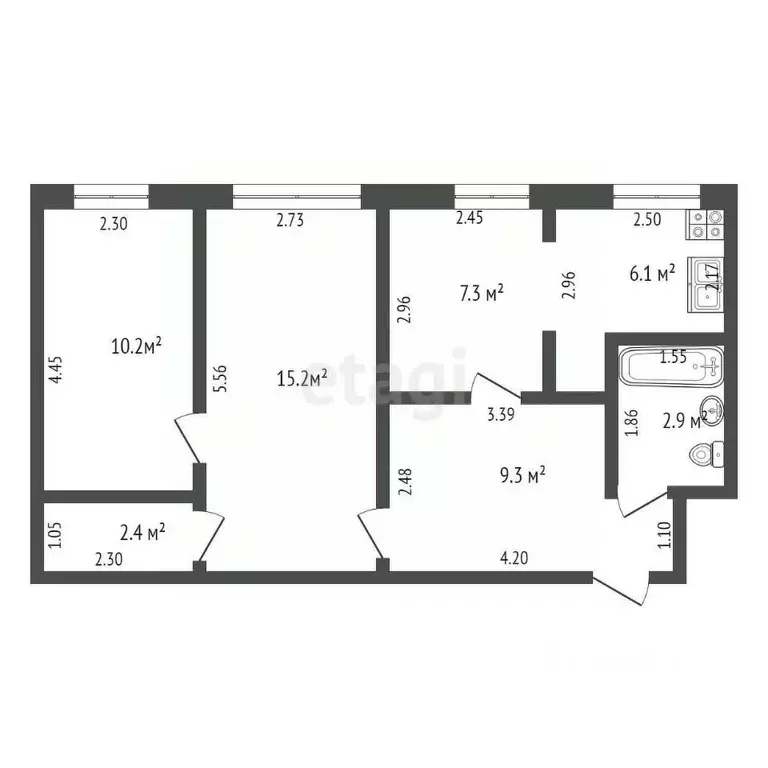 2-к кв. Орловская область, Орел Московское ш., 3 (53.4 м) - Фото 1