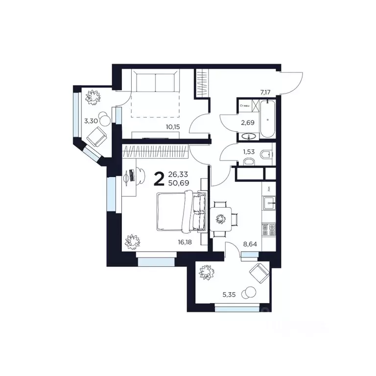 2-к кв. Московская область, Химки  (50.69 м) - Фото 1