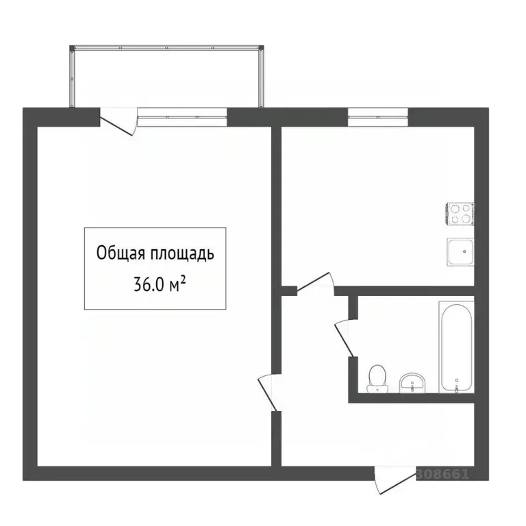 1-к кв. Томская область, Томск ул. Салтыкова-Щедрина, 48 (35.8 м) - Фото 2