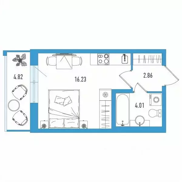 Студия Санкт-Петербург ул. Тельмана, 37 (24.55 м) - Фото 0