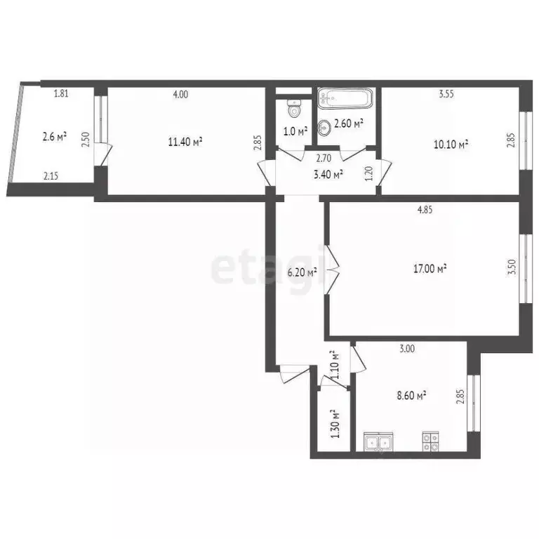 3-к кв. Ростовская область, Таганрог ул. Ленина, 159 (63.2 м) - Фото 2