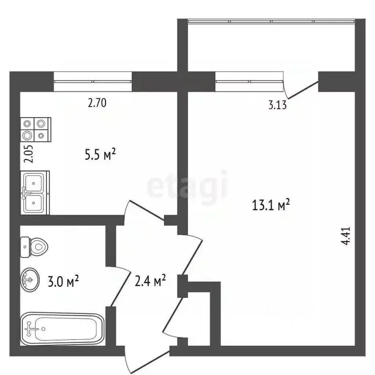 1-к кв. Татарстан, Набережные Челны 4-й комплекс, бул. Строителей, 15 ... - Фото 2
