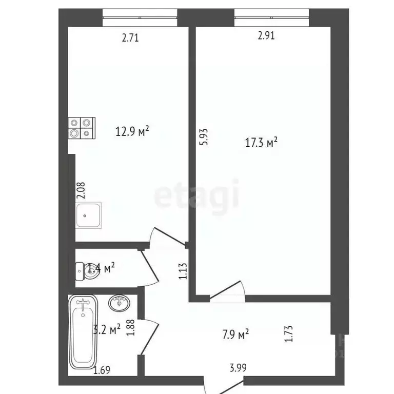 1-к кв. Самарская область, Самара Товарная ул., 19 (42.7 м) - Фото 1