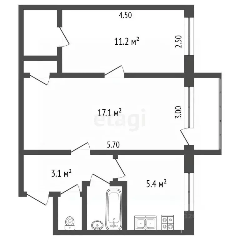 2-к кв. Москва 1-й Сельскохозяйственный проезд, 3 (42.7 м) - Фото 2