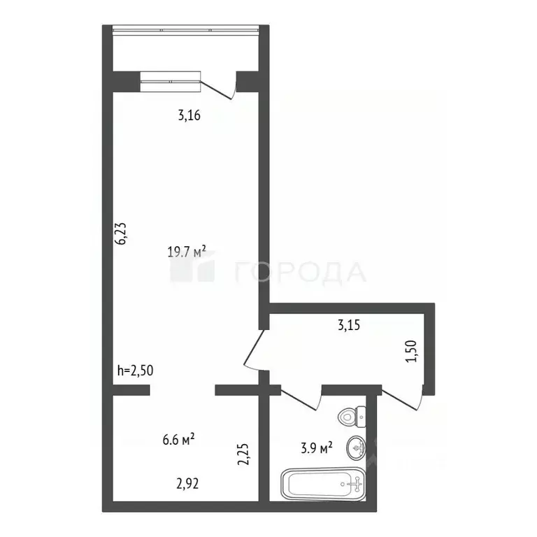 Студия Кемеровская область, Калтан Комсомольская ул., 83 (34.9 м) - Фото 2
