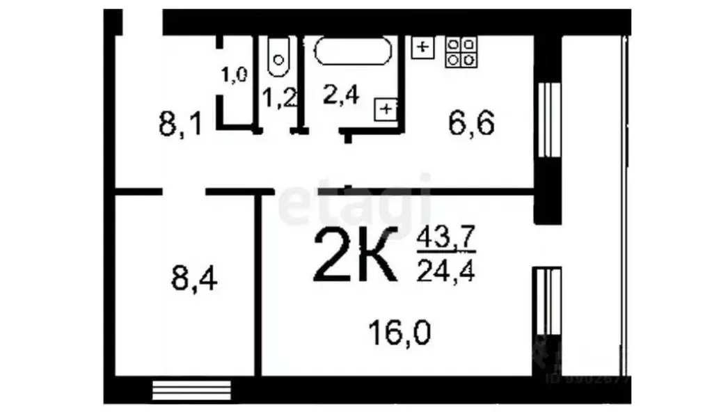 2-к кв. Тульская область, Тула ул. Макаренко, 19к2 (43.2 м) - Фото 1