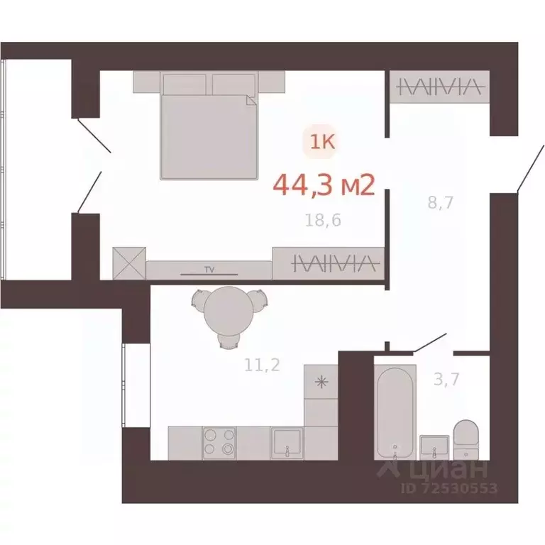 1-к кв. Алтайский край, Новоалтайск ул. Южсиба, 52А (44.3 м) - Фото 0