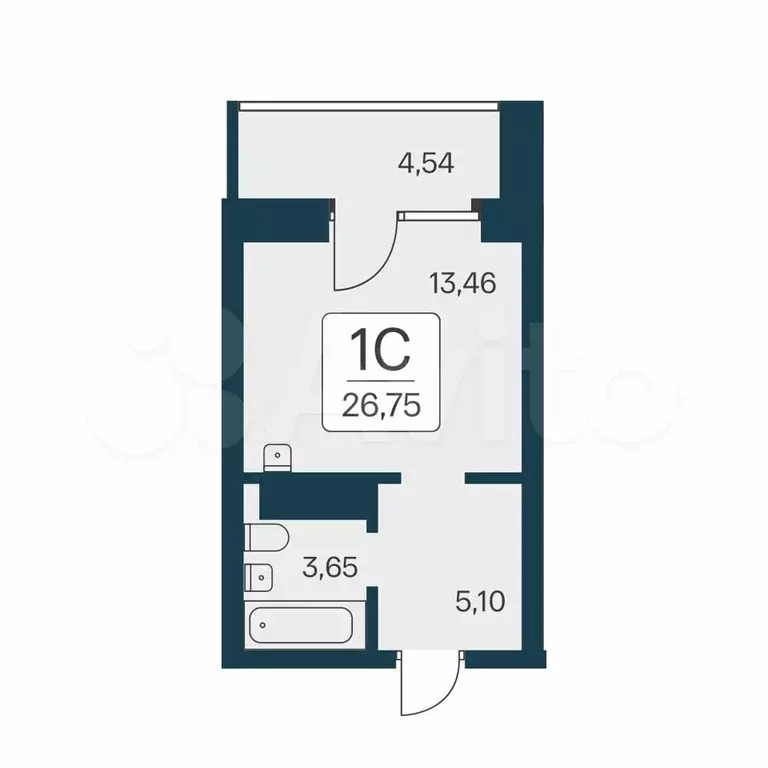 Квартира-студия, 26,8 м, 21/25 эт. - Фото 0