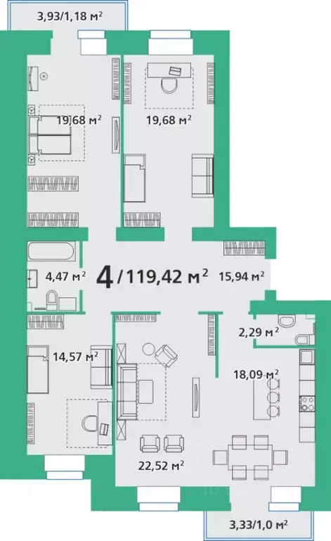 4-к кв. Красноярский край, Красноярск ул. Березина, 82Д (119.96 м) - Фото 0