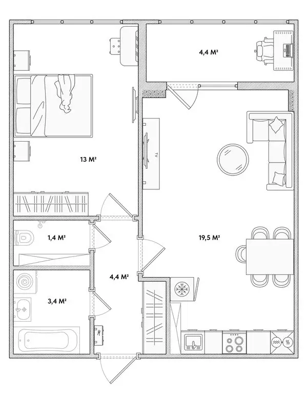 1-комнатная квартира: Орёл, Раздольная улица, 29 (41.8 м) - Фото 1