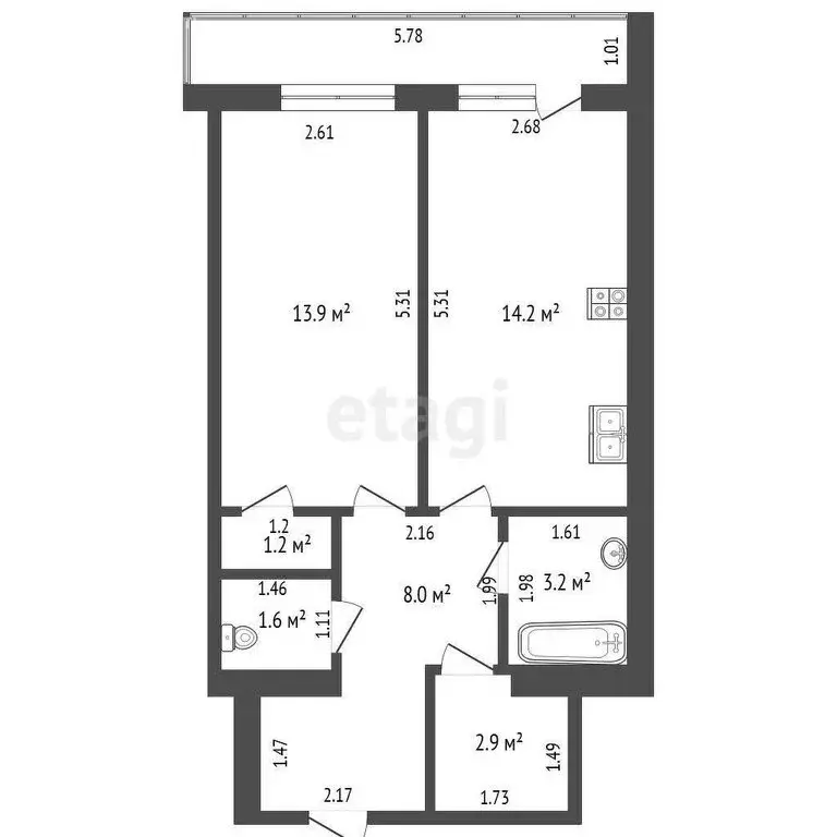 1-комнатная квартира: Вологда, Евковская улица, 7 (45 м) - Фото 1