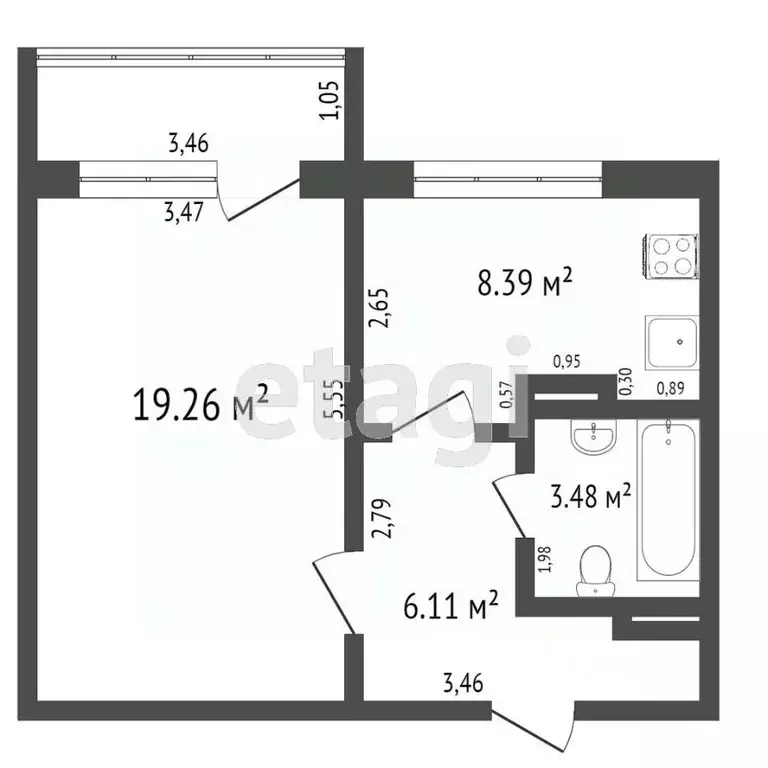 1-к кв. Ульяновская область, Ульяновск Промышленная ул., 93 (38.0 м) - Фото 1