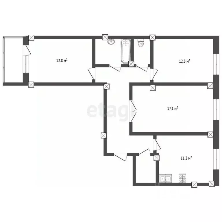 3-к кв. Ханты-Мансийский АО, Ханты-Мансийск ул. Анны Коньковой, 16 ... - Фото 1