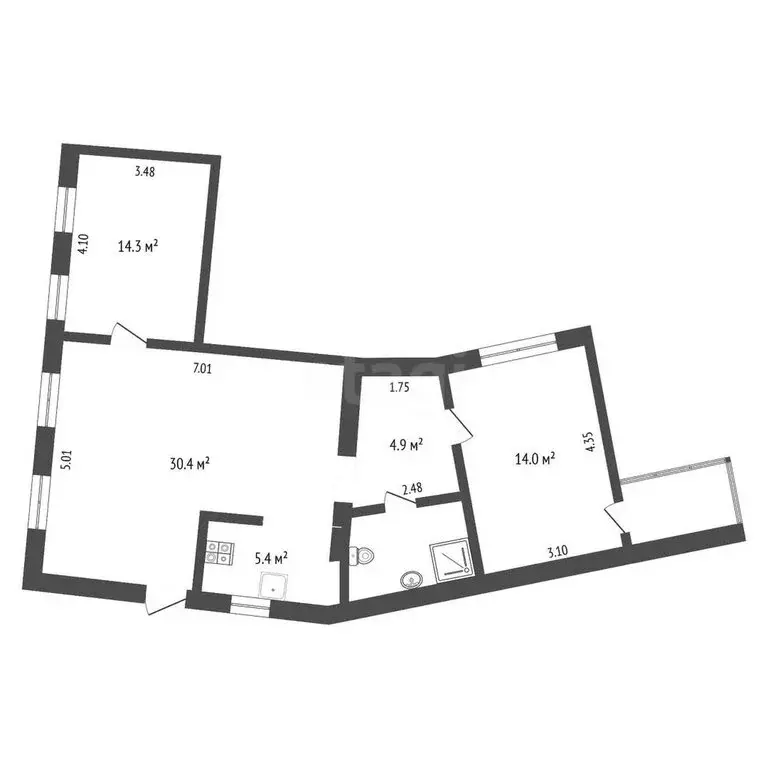 3-комнатная квартира: Симферополь, Петропавловская улица, 9 (77.6 м) - Фото 2