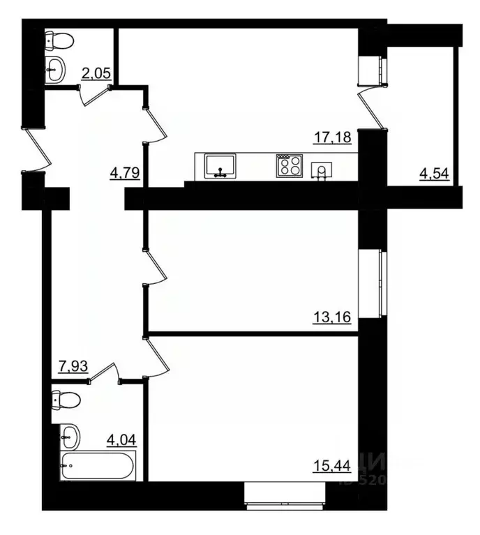 2-к кв. Костромская область, Кострома Малышково мкр,  (66.86 м) - Фото 0