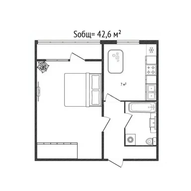1-к кв. Брянская область, Брянск Авиационная ул., 17к1 (42.6 м) - Фото 0