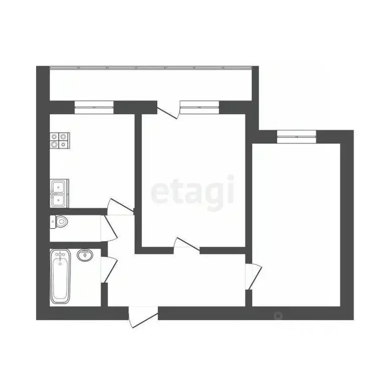 2-к кв. Тюменская область, Тюмень ул. Седова, 19 (46.0 м) - Фото 0